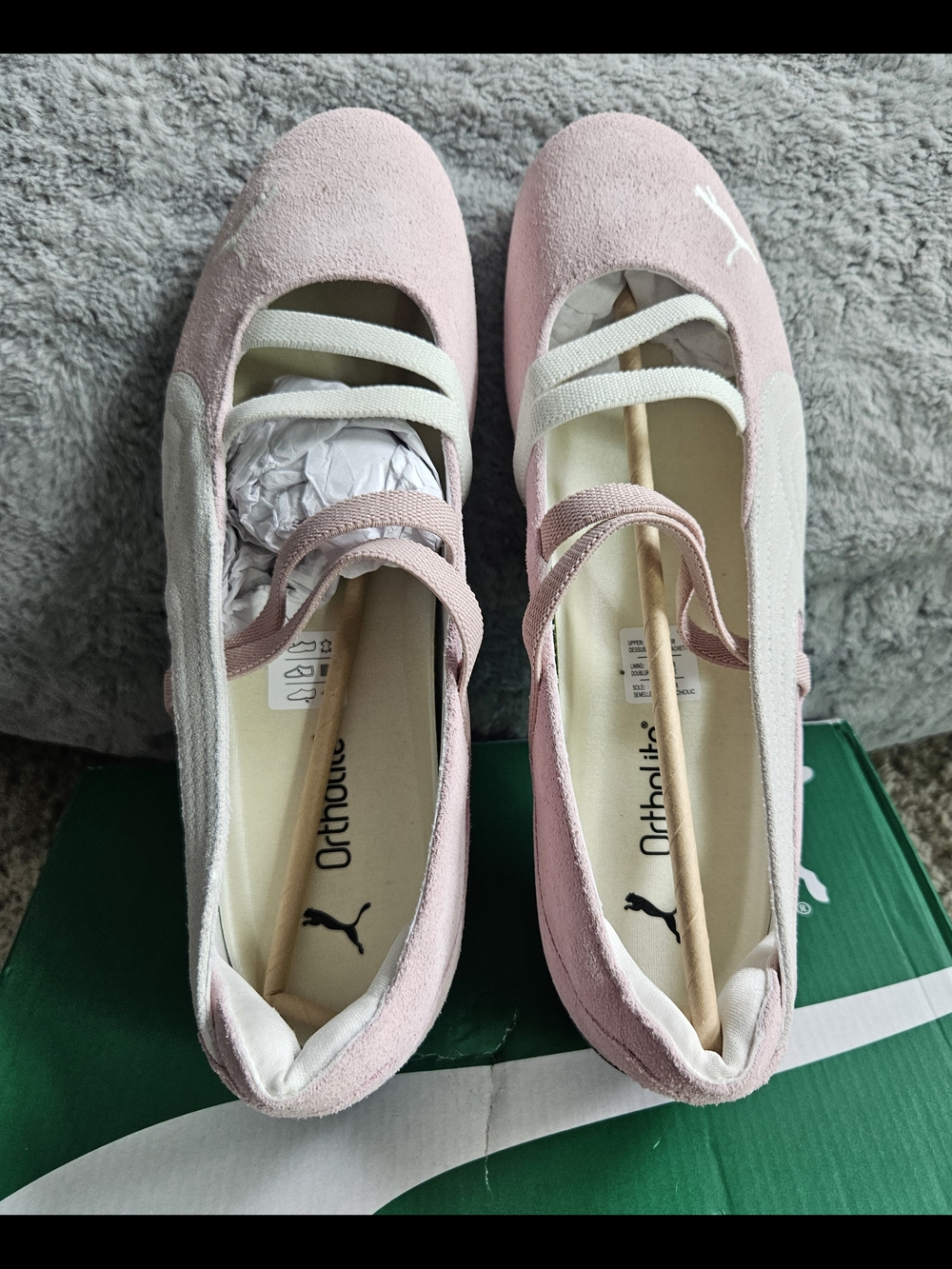 Puma Women's Light Pink Suede Speedcat Ballet Flats with Cross Straps